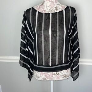 New York & Co Black Sheer Blouse Small